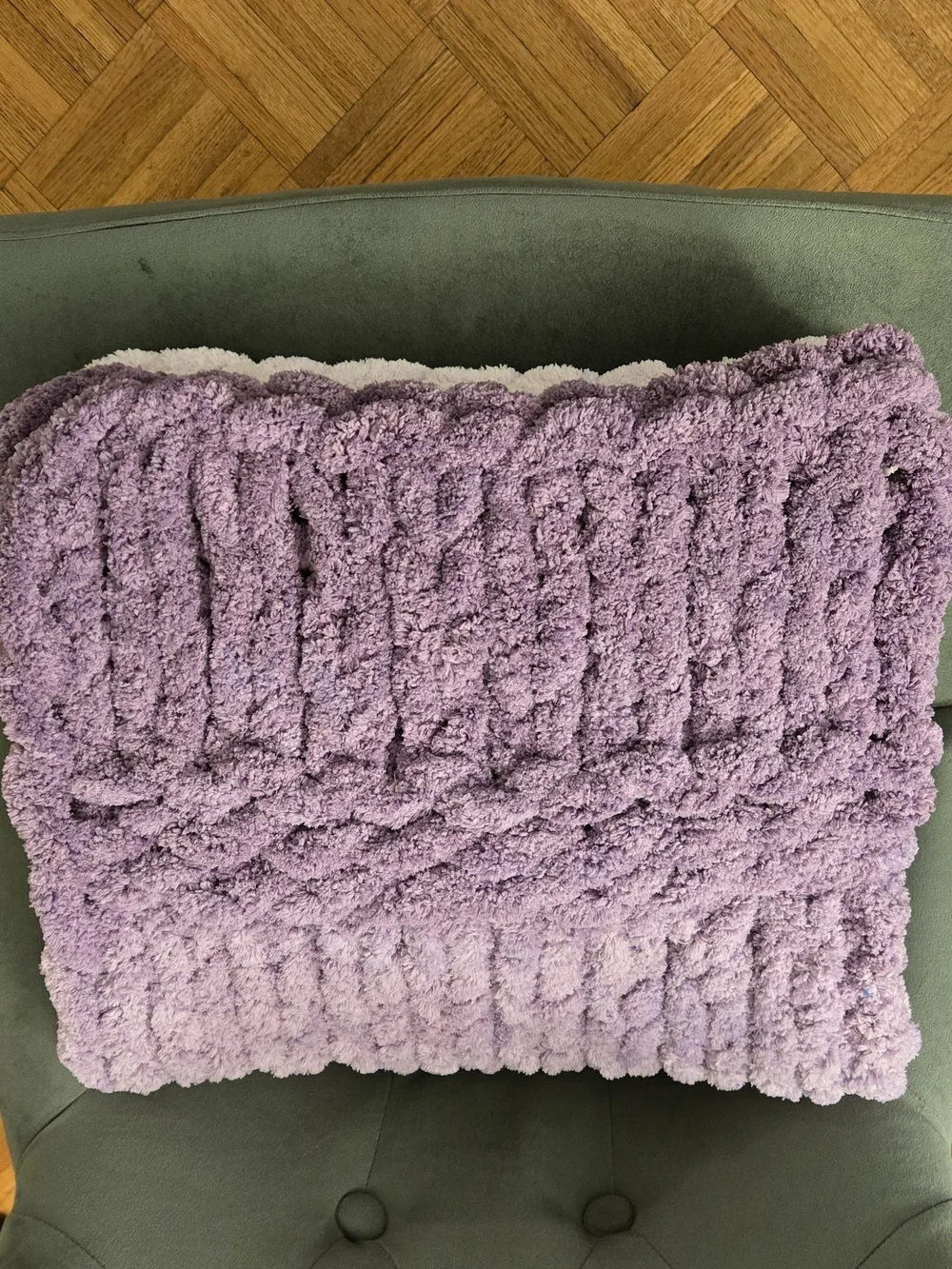 Plush Handmade/HandKnit Lavender Baby Blanket